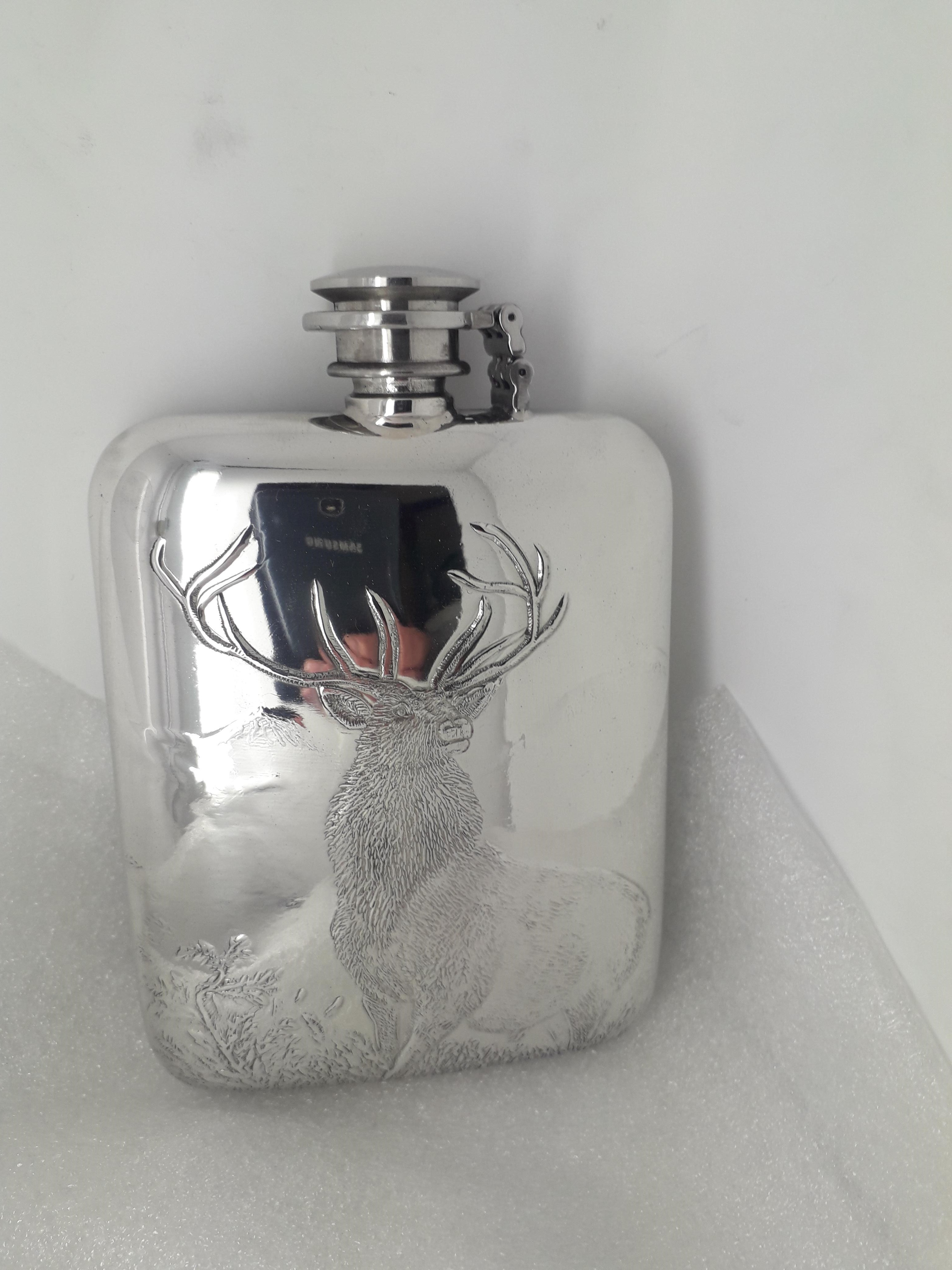 F144 6oz stamped flask embossed Monarch of the glen (image for) F144 6oz stamped flask embossed Monarch of the glen